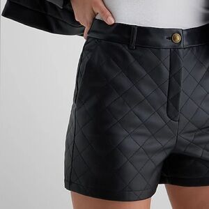 EXPRESS Super High Waisted Faux Leather Quilted Shorts